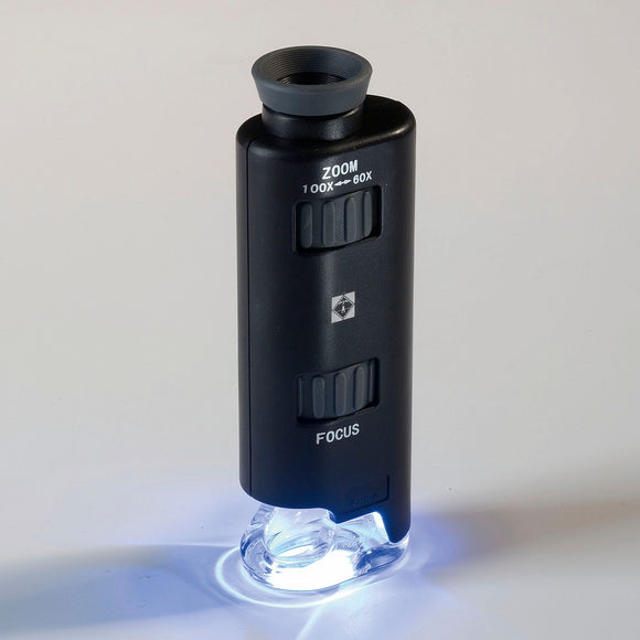 Mini microscope de poche lumineux à éclairage LED à zoom 20X-40X